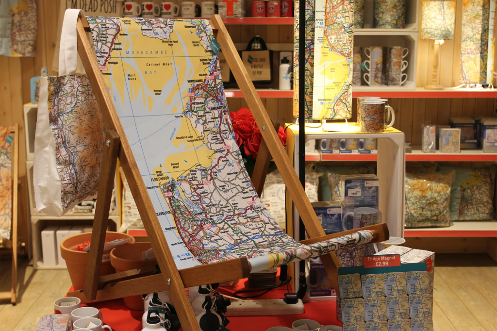 Image of a deck chair with map of Lancashire on.