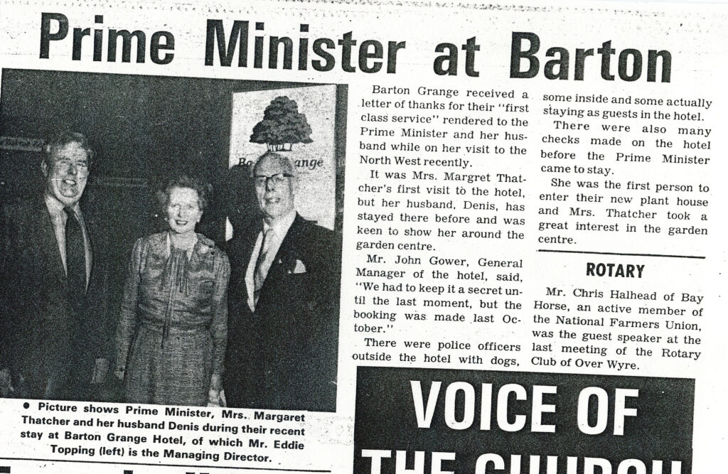 Newspaper clipping with the heading 'Prime Minister at Barton.'