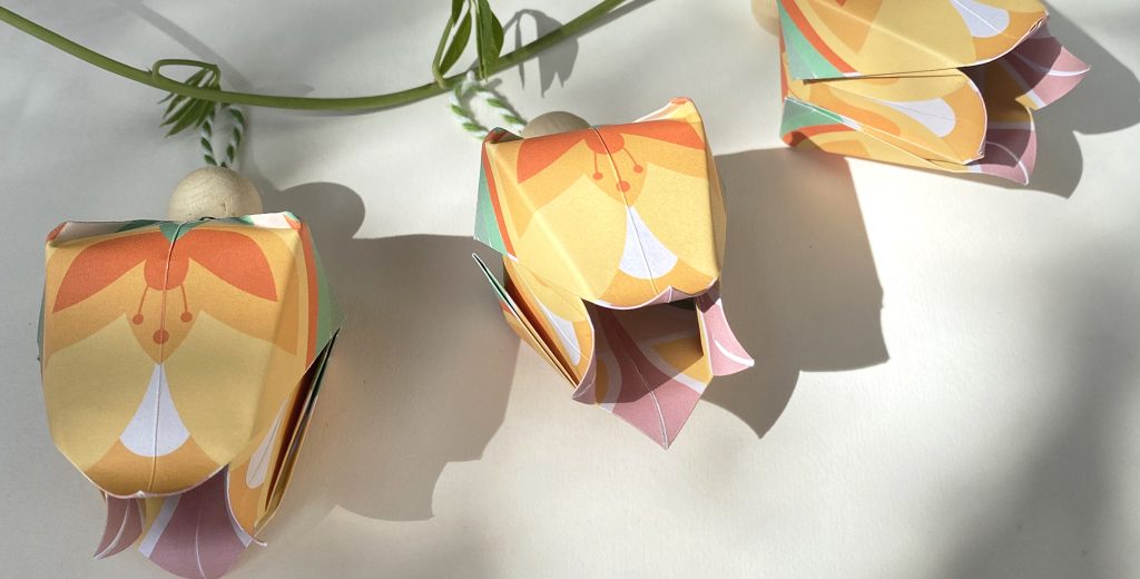 Image of orange origami flower